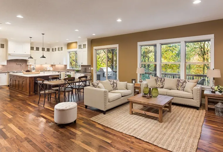 A very clean and organized living room with modern decor.