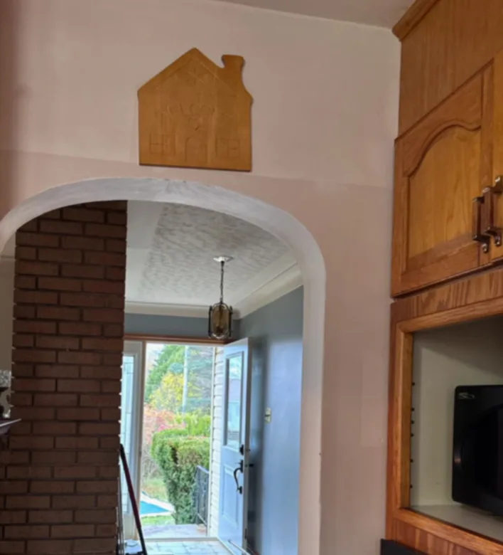After nicotine treatment, with the kitchen archway cleaned and restored